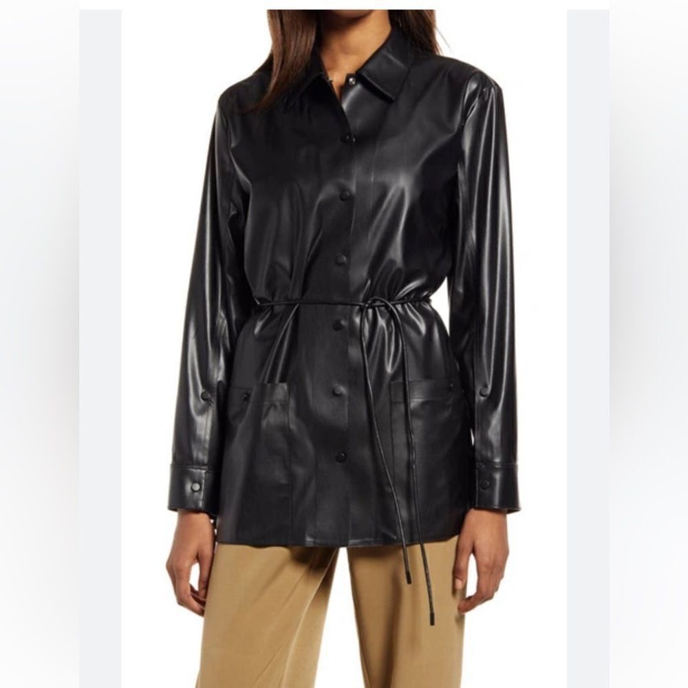 Theory Faux Leather Shirt Jacket